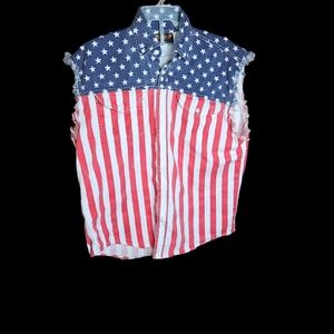 Biker Wear XL denim American Flag vest